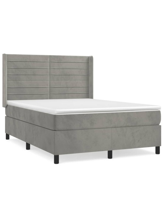 Box spring postel s matrací světle šedá 140x200 cm samet