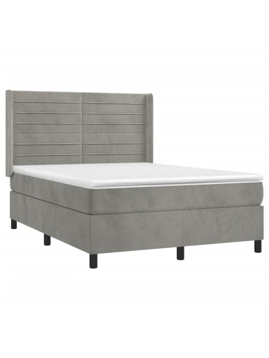 Box spring postel s matrací světle šedá 140x200 cm samet