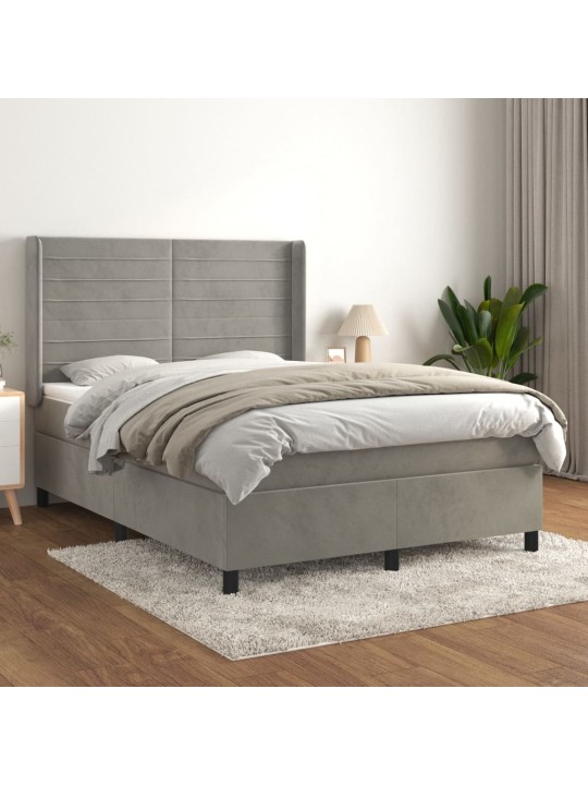 Box spring postel s matrací světle šedá 140x200 cm samet