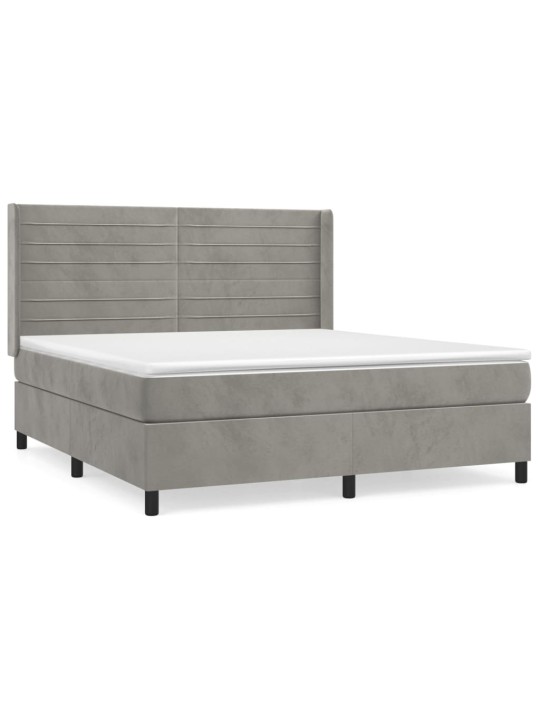 Box spring postel s matrací světle šedá 180x200 cm samet