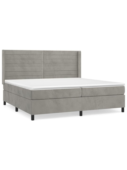 Box spring postel s matrací světle šedá 200x200 cm samet
