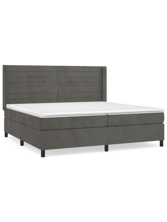 Box spring postel s matrací tmavě šedá 200x200 cm samet