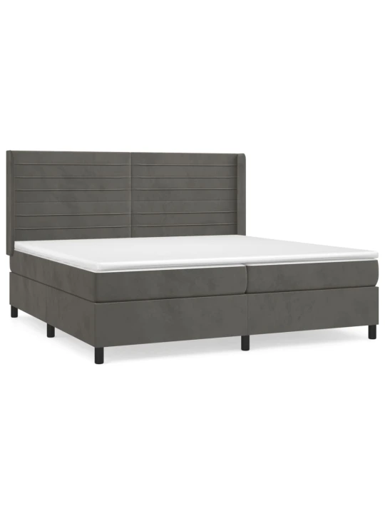 Box spring postel s matrací tmavě šedá 200x200 cm samet