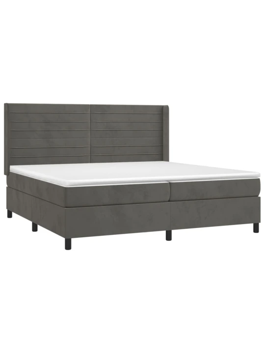 Box spring postel s matrací tmavě šedá 200x200 cm samet