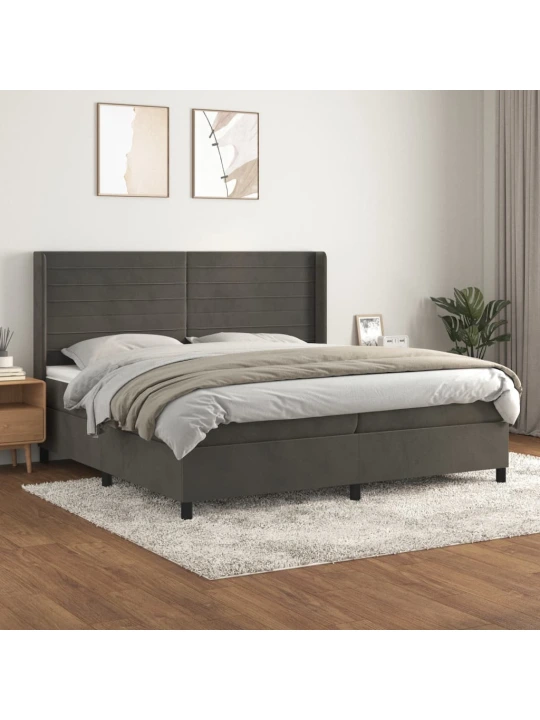 Box spring postel s matrací tmavě šedá 200x200 cm samet