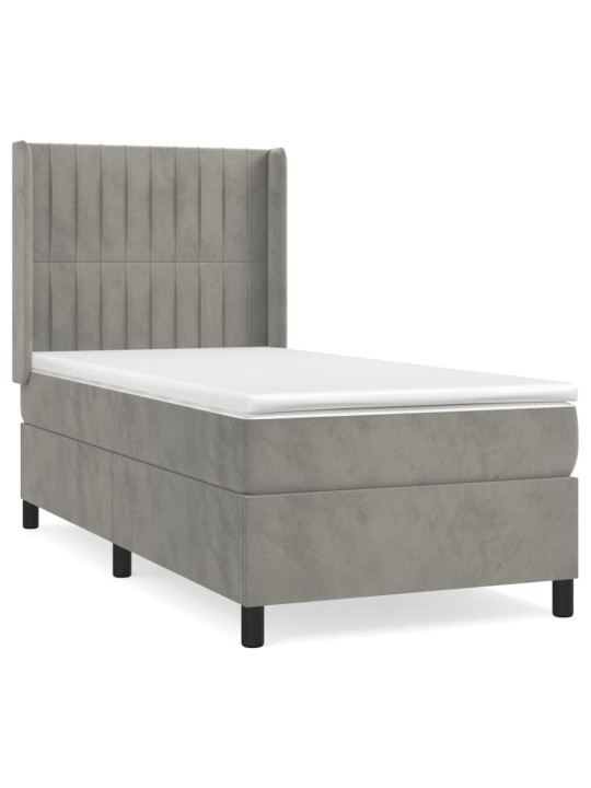 Box spring postel s matrací světle šedá 90x190 cm samet