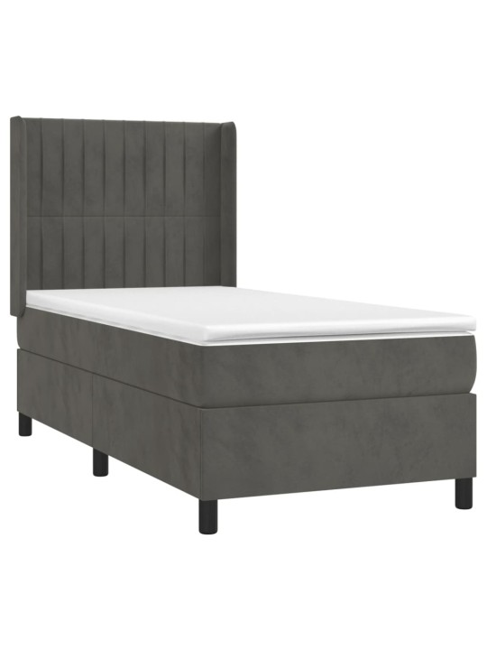 Box spring postel s matrací tmavě šedá 90x190 cm samet