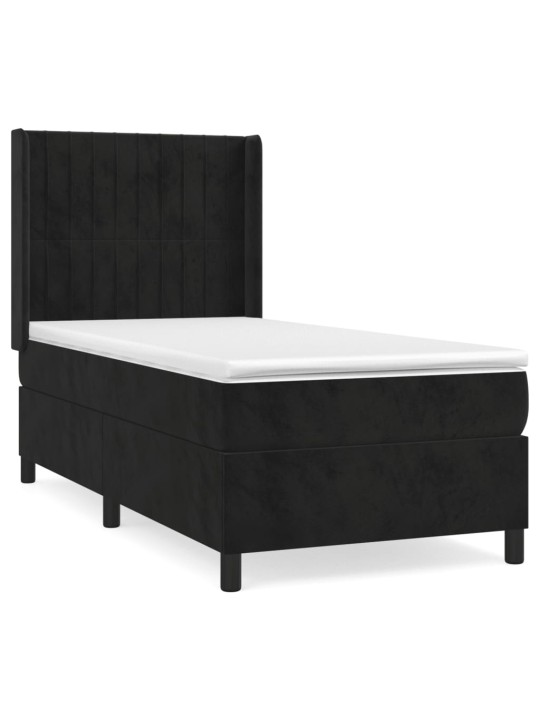 Box spring postel s matrací černá 100x200 cm samet