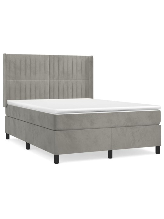 Box spring postel s matrací světle šedá 140x190 cm samet
