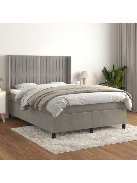 Box spring postel s matrací světle šedá 140x190 cm samet