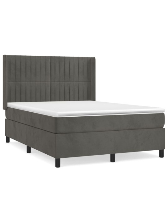 Box spring postel s matrací tmavě šedý 140 x 190 cm samet