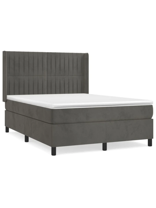 Box spring postel s matrací tmavě šedý 140 x 190 cm samet