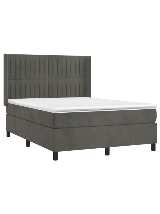 Box spring postel s matrací tmavě šedý 140 x 190 cm samet