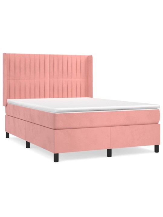 Box spring postel s matrací růžová 140x190 cm samet