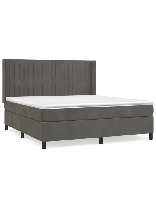 Box spring postel s matrací tmavě šedá 160x200 cm samet