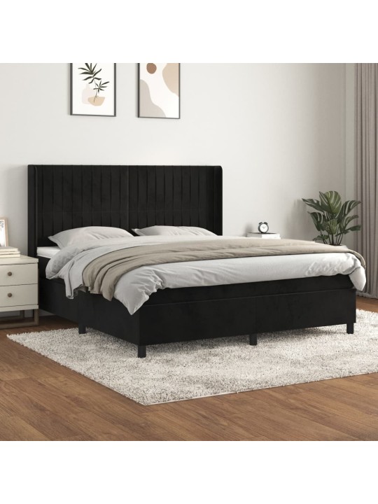 Box spring postel s matrací černá 160x200 cm samet