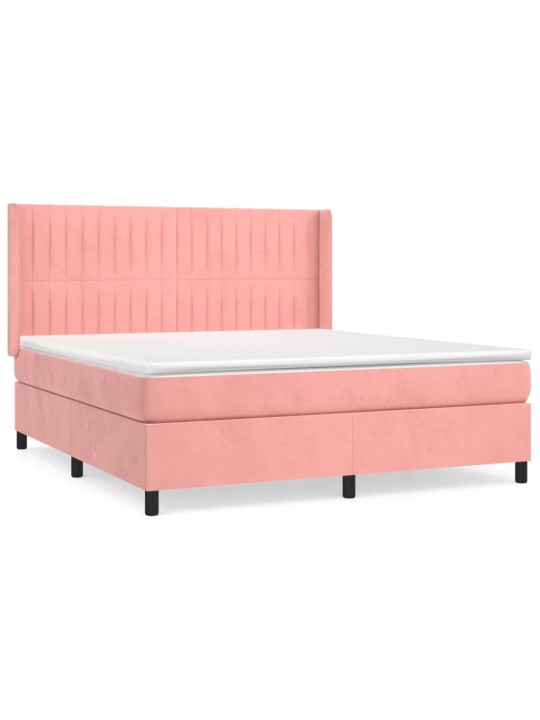 Box spring postel s matrací růžová 160x200 cm samet
