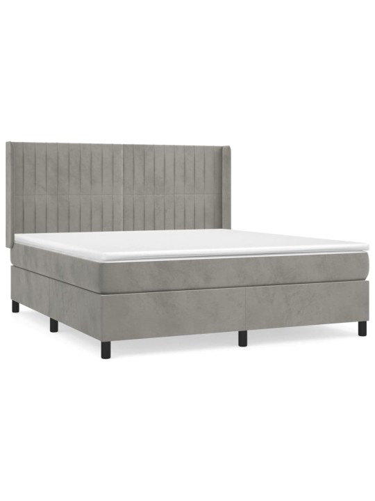 Box spring postel s matrací světle šedá 180x200 cm samet
