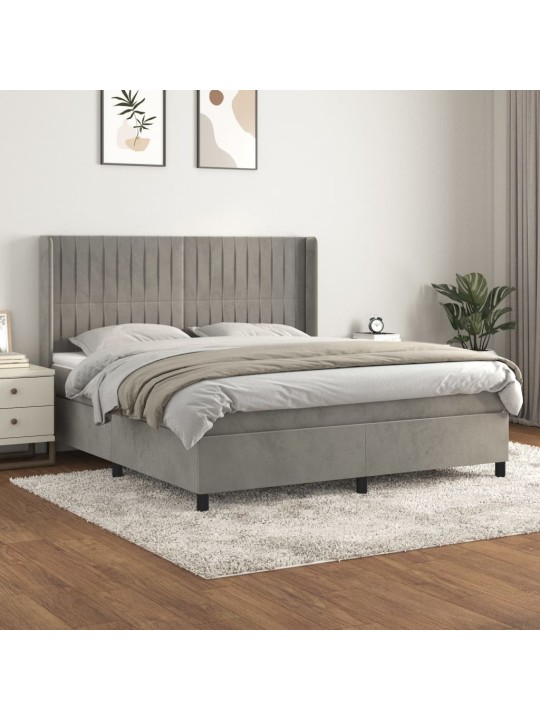 Box spring postel s matrací světle šedá 180x200 cm samet