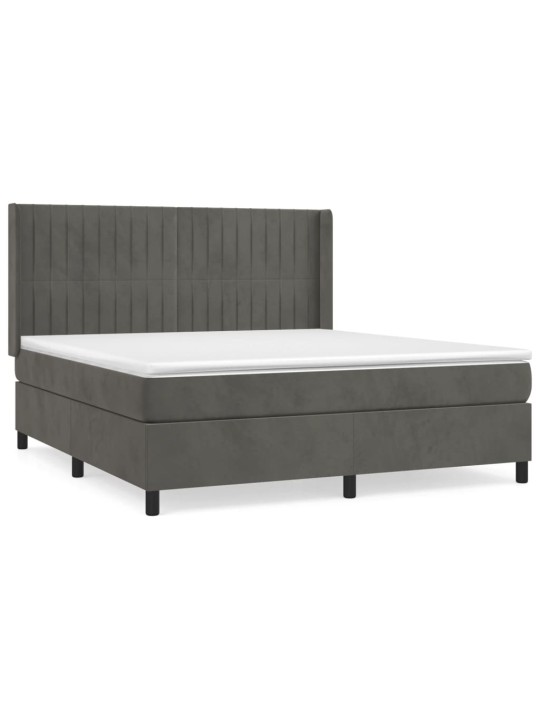 Box spring postel s matrací tmavě šedá 180x200 cm samet