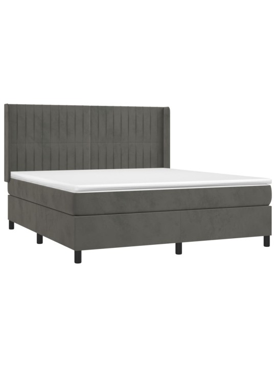 Box spring postel s matrací tmavě šedá 180x200 cm samet