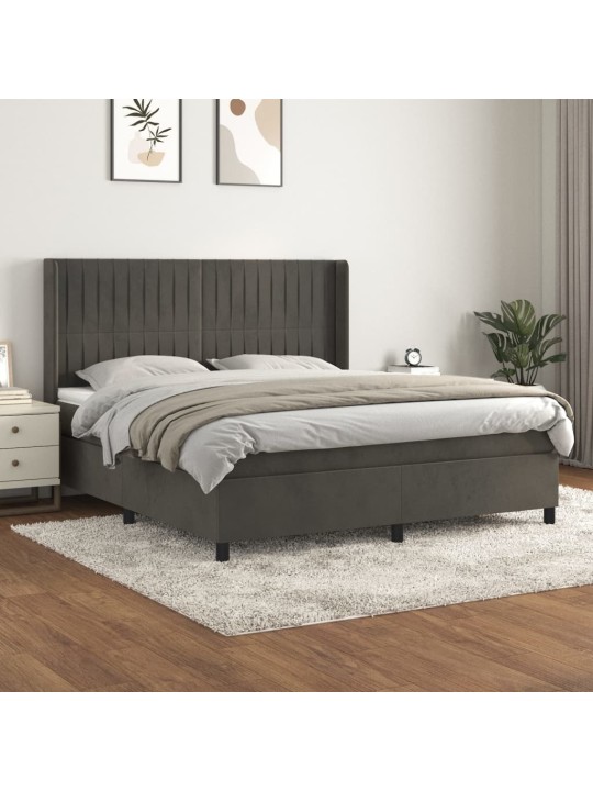 Box spring postel s matrací tmavě šedá 180x200 cm samet