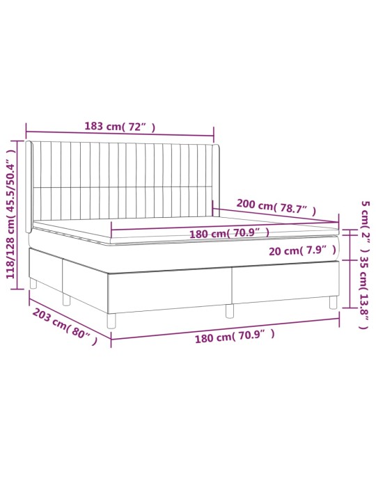 Box spring postel s matrací černá 180x200 cm samet