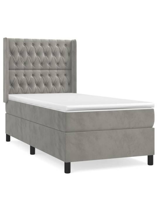 Box spring postel s matrací světle šedá 80 x 200 cm samet