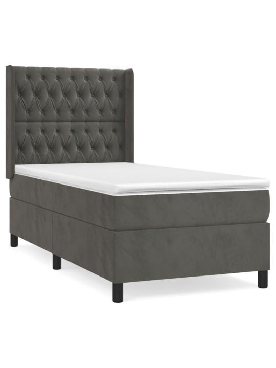 Box spring postel s matrací tmavě šedá 90x200 cm samet