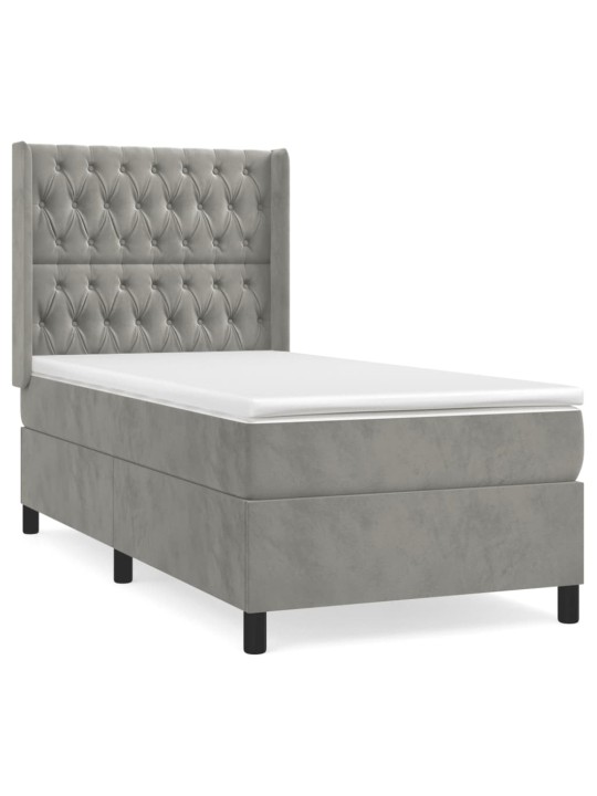 Box spring postel s matrací světle šedá 100x200 cm samet