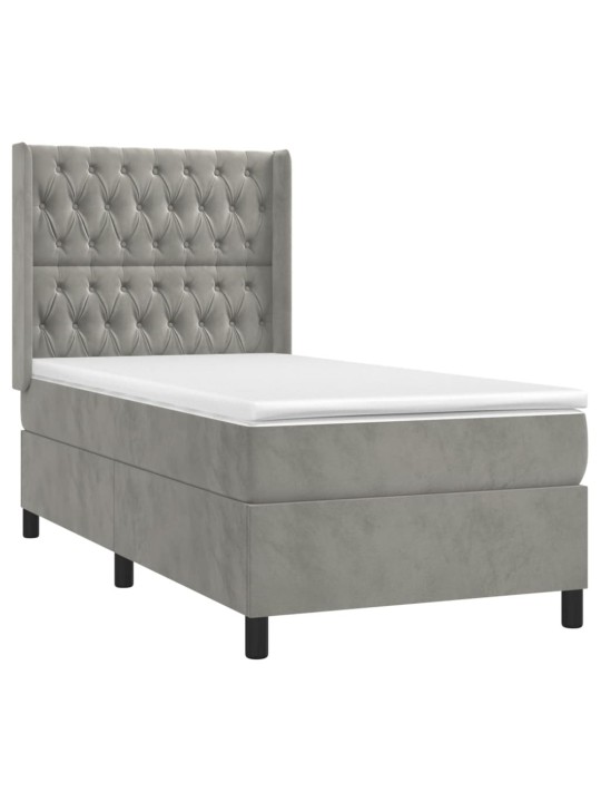Box spring postel s matrací světle šedá 100x200 cm samet