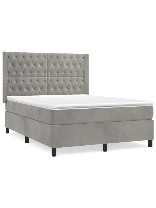 Box spring postel s matrací světle šedá 140x190 cm samet