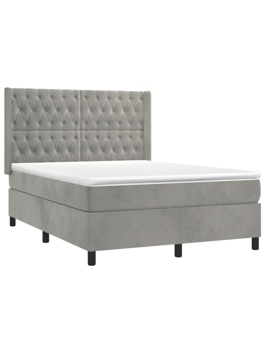 Box spring postel s matrací světle šedá 140x200 cm samet