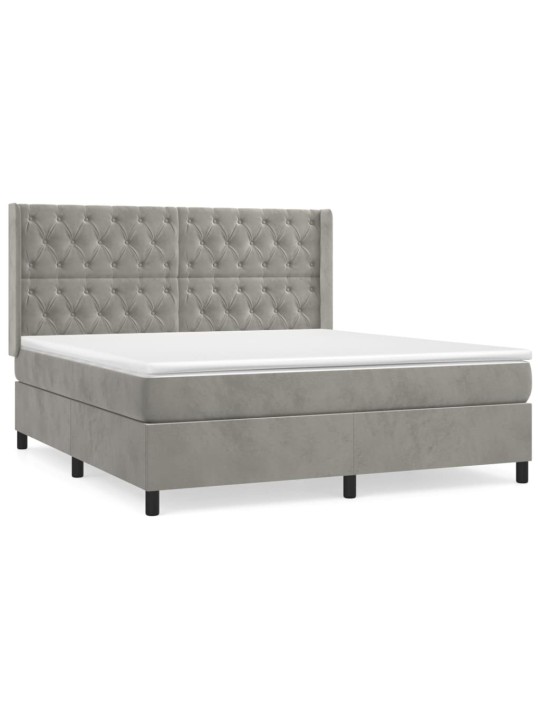 Box spring postel s matrací světle šedá 160x200 cm samet