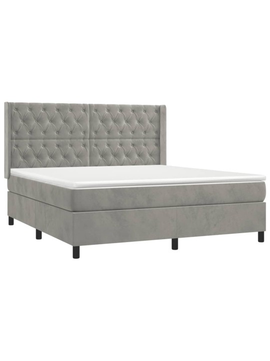 Box spring postel s matrací světle šedá 160x200 cm samet