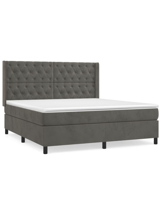 Box spring postel s matrací tmavě šedá 160x200 cm samet
