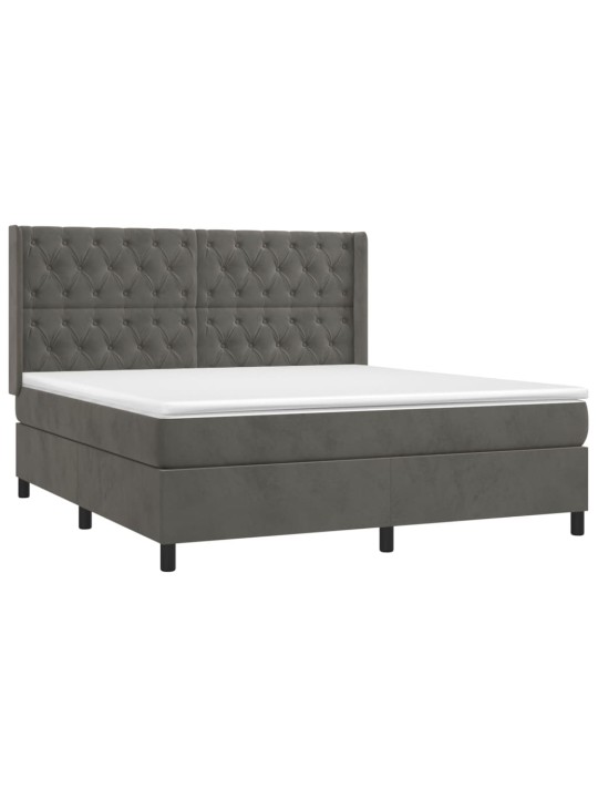 Box spring postel s matrací tmavě šedá 160x200 cm samet