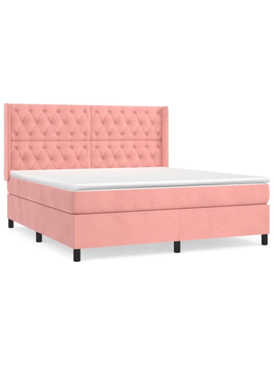 Box spring postel s matrací růžová 160x200 cm samet