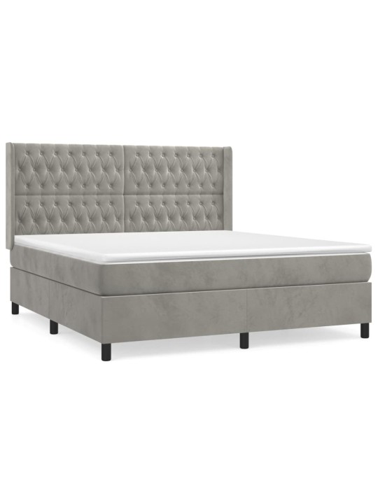 Box spring postel s matrací světle šedá 180x200 cm samet