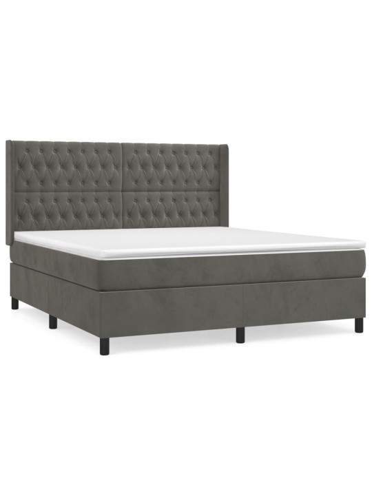 Box spring postel s matrací tmavě šedá 180x200 cm samet