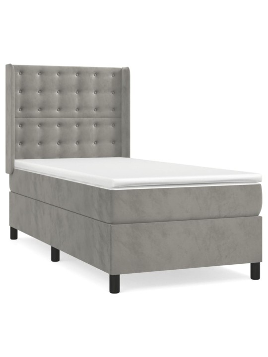 Box spring postel s matrací světle šedá 90x190 cm samet