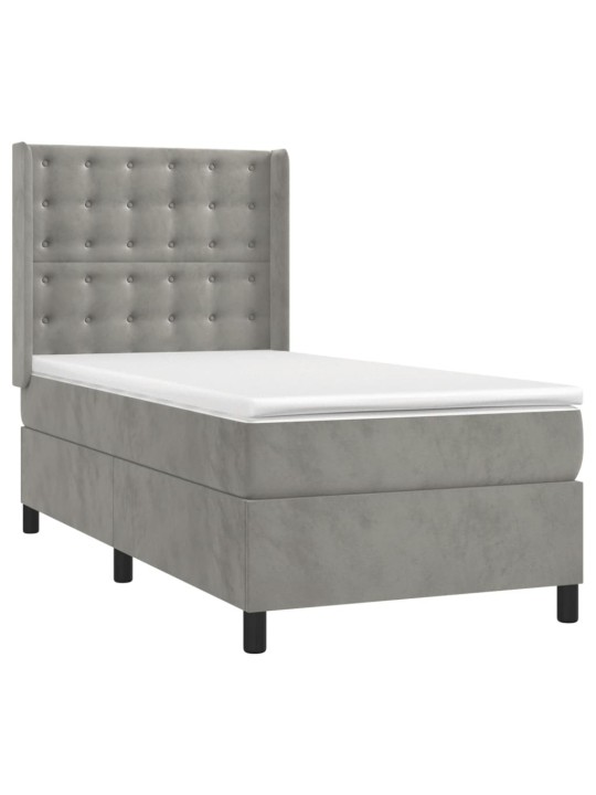 Box spring postel s matrací světle šedá 90x190 cm samet