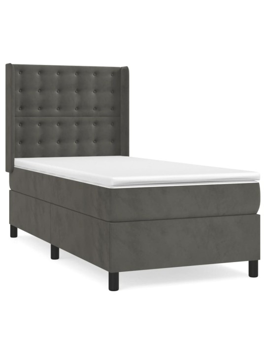 Box spring postel s matrací tmavě šedá 90x190 cm samet