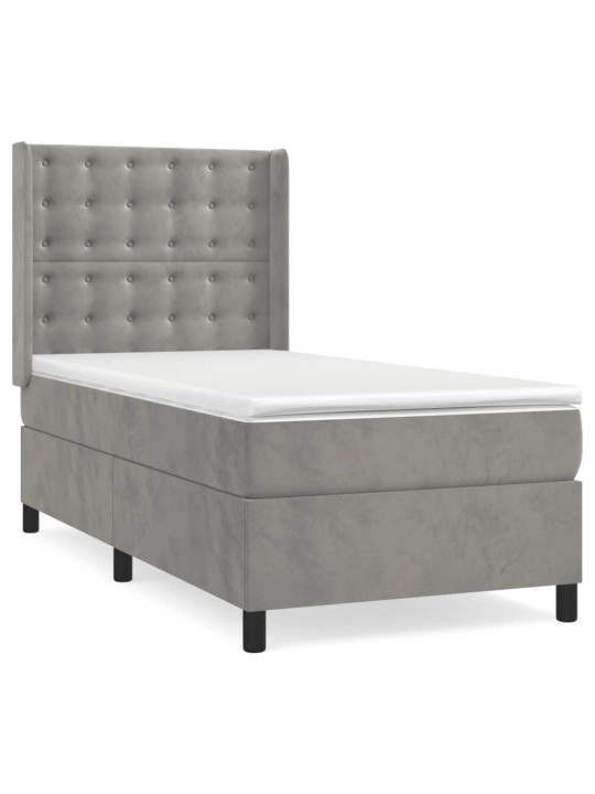 Box spring postel s matrací světle šedá 90x200 cm samet