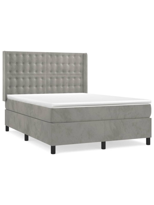 Box spring postel s matrací světle šedá 140x190 cm samet