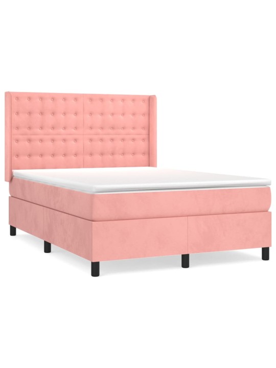 Box spring postel s matrací růžová 140x190 cm samet