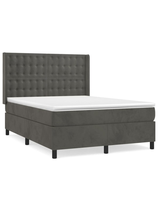 Box spring postel s matrací tmavě šedá 140x200 cm samet