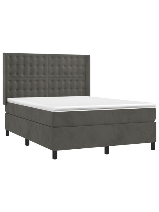 Box spring postel s matrací tmavě šedá 140x200 cm samet