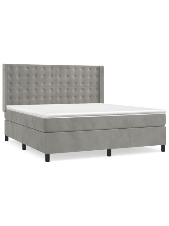 Box spring postel s matrací světle šedá 160x200 cm samet