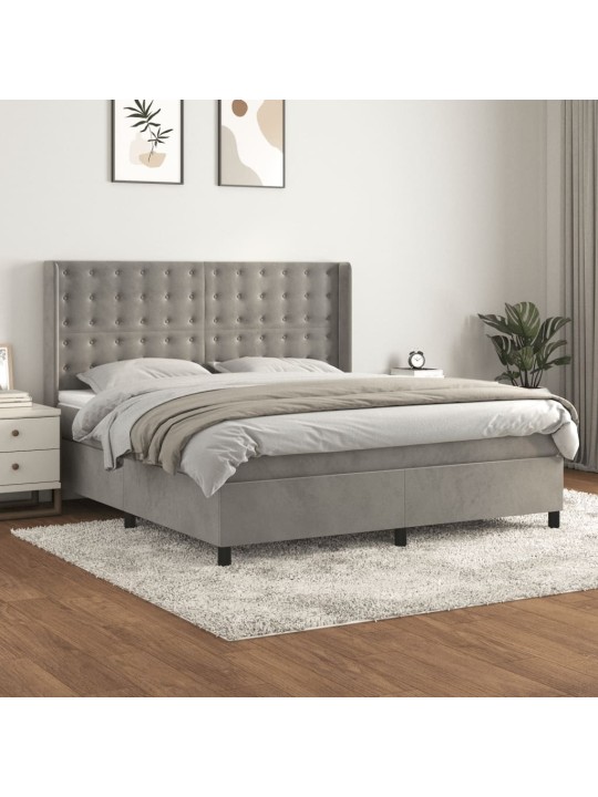 Box spring postel s matrací světle šedá 160x200 cm samet